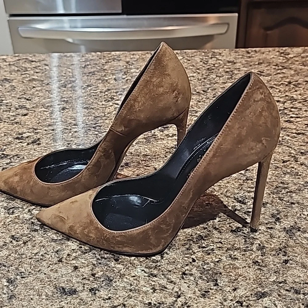 Saint Laurent pumps brown suede leather size 35 EU (4 inch heel)